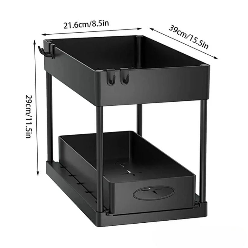 2-Tier Sliding Drawers Storage Rack