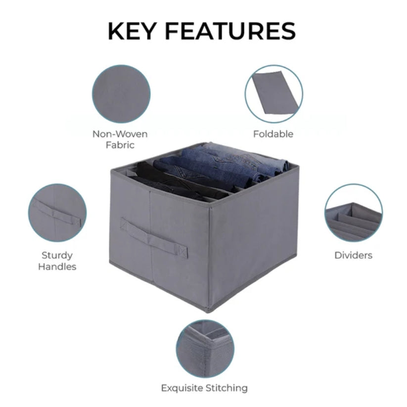 6 Compartments Non-Woven Clothes Organizer (Pack Of 3)