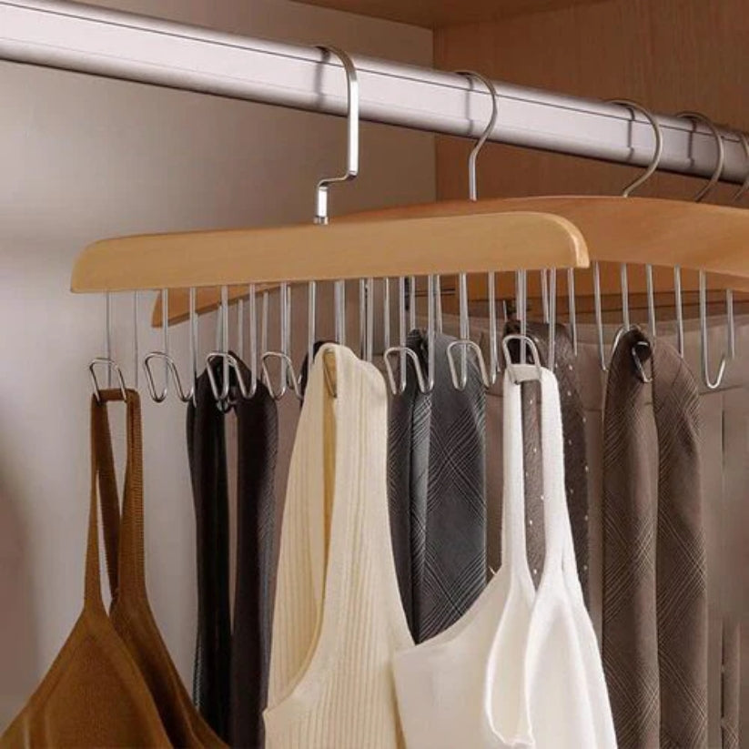 8 Hooks Wooden Sling Hanger (Pack Of 2)