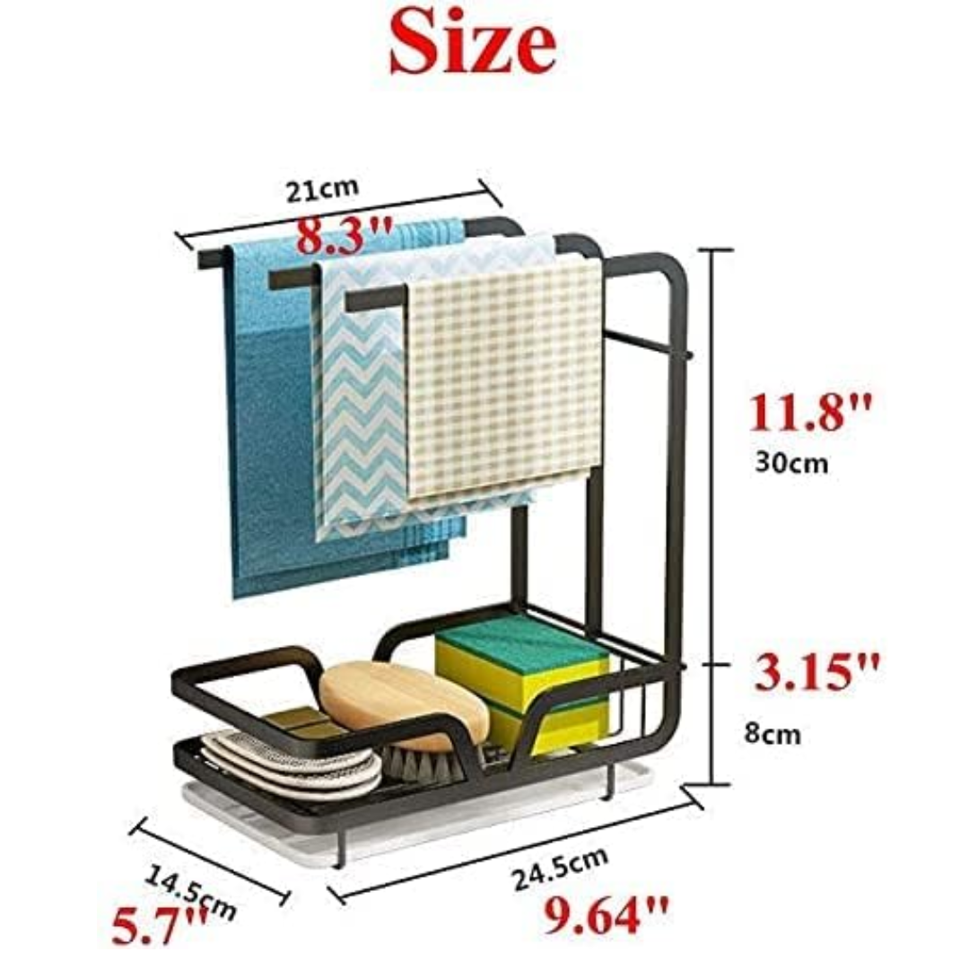 Iron Kitchen Sink Caddy With Towel Stand