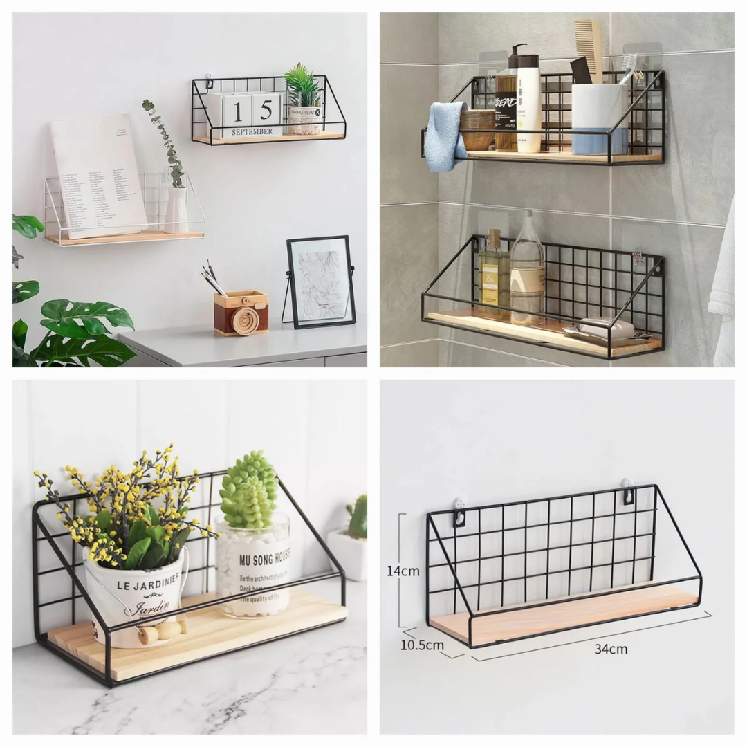 Multi Purpose Metal Plus Wooden Storage Wall Rack