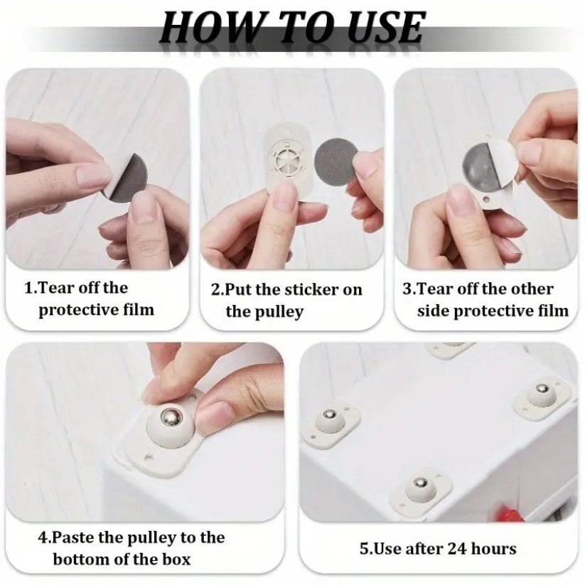 Set Of 4 Small Rotating Furniture Wheels