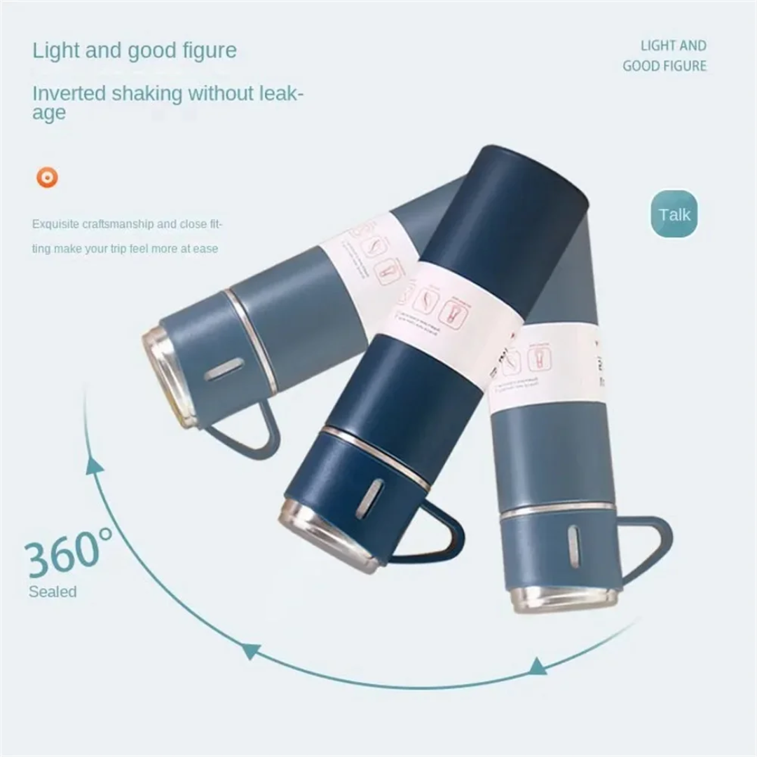 Three-in-One Hot & Cold Thermal Flask Set with Matching Cups
