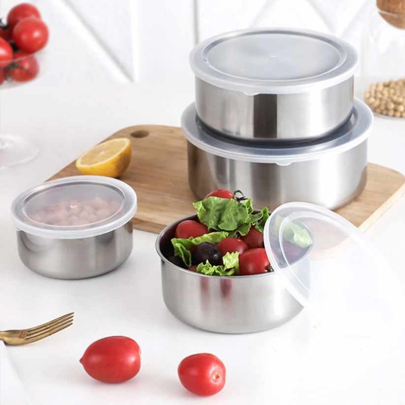 5 Pcs Steel Bowls Set With Lids