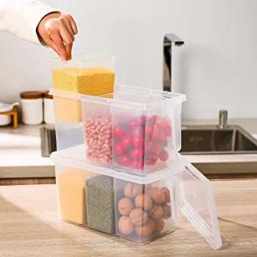 3 Section Fridge Storage Box With Lid