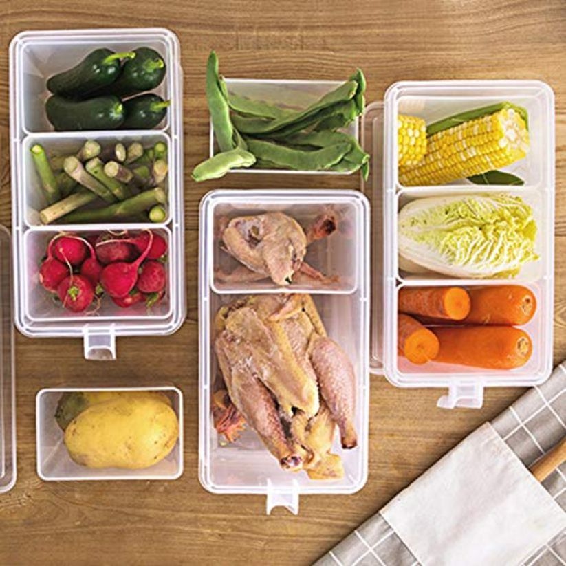3 Section Fridge Storage Box With Lid