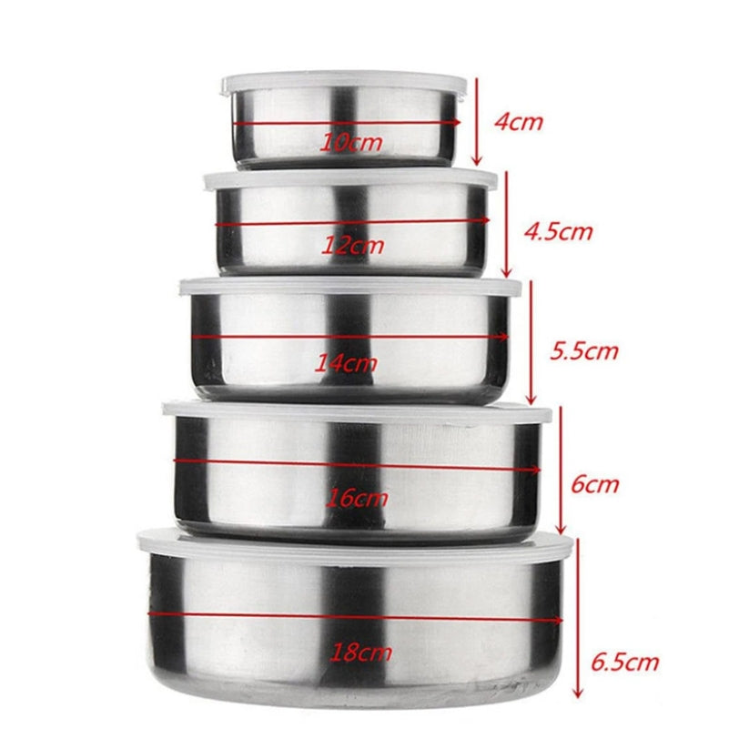 5 Pcs Steel Bowls Set With Lids
