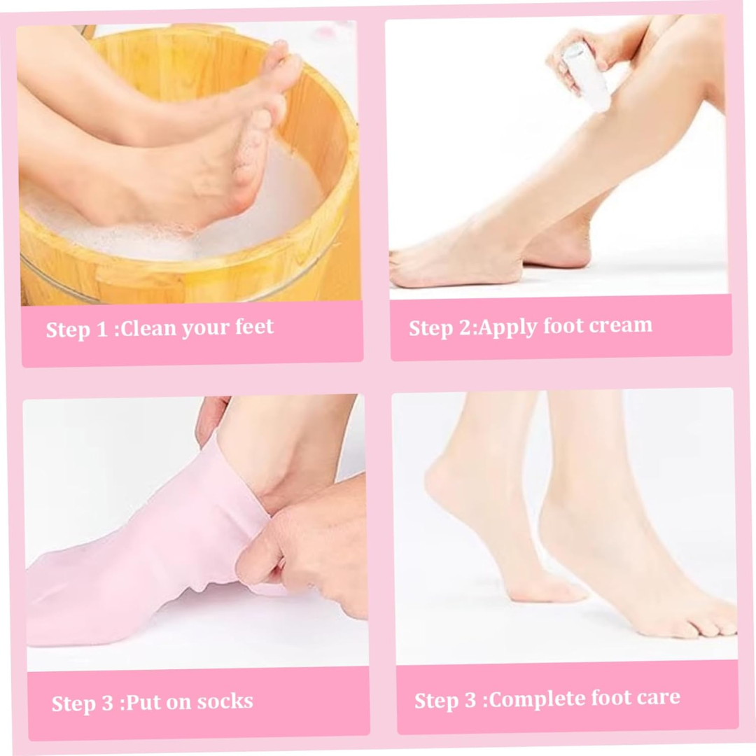 Silicone Gel Socks for Moisturize Dry Cracked Foot Skin.