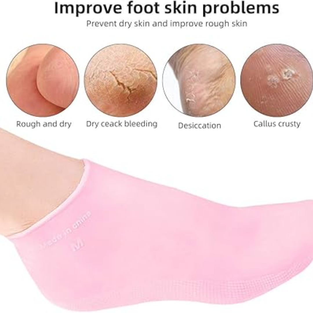 Silicone Gel Socks for Moisturize Dry Cracked Foot Skin.
