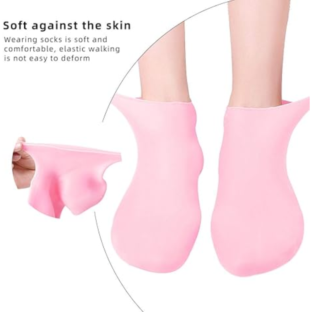 Silicone Gel Socks for Moisturize Dry Cracked Foot Skin.