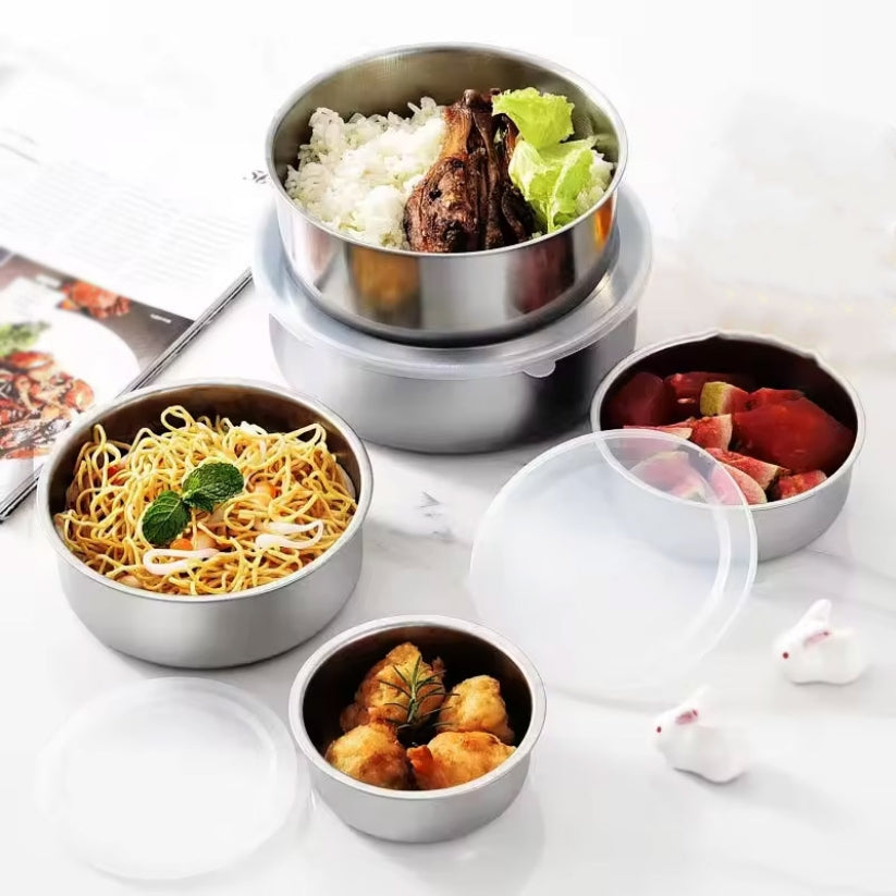 5 Pcs Steel Bowls Set With Lids