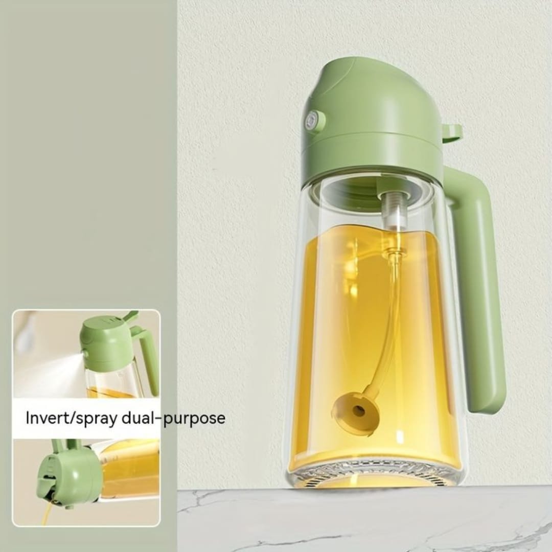 2 in 1 Glass Oil Sprayer & Dispenser, Food-grade Oil Spray Bottle with Handle 470 ml