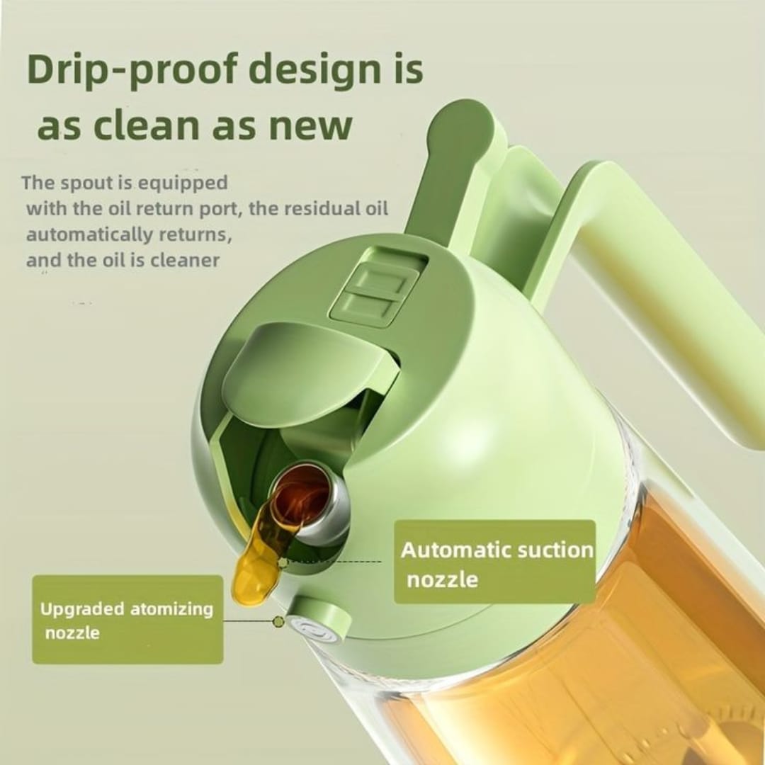 2 in 1 Glass Oil Sprayer & Dispenser, Food-grade Oil Spray Bottle with Handle 470 ml