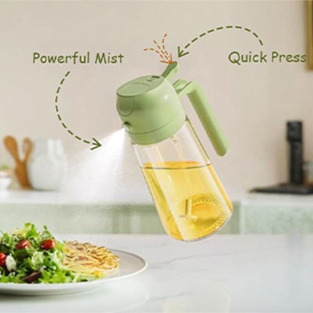 2 in 1 Glass Oil Sprayer & Dispenser, Food-grade Oil Spray Bottle with Handle 470 ml