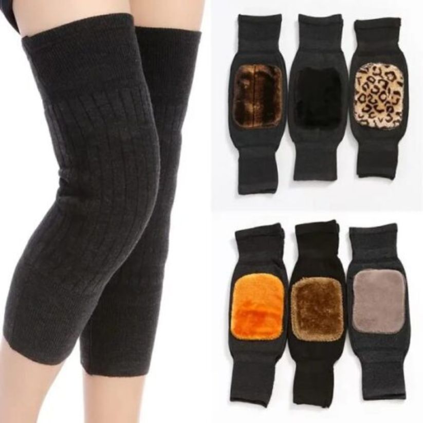 Winter Wool Knitted Knee Warmer Pair