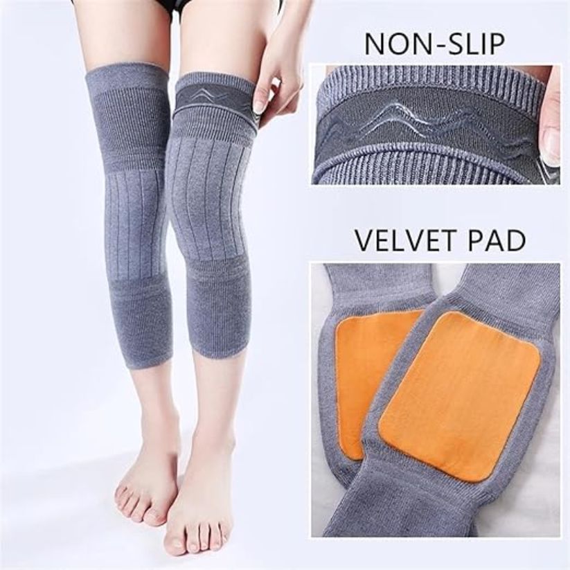 Winter Wool Knitted Knee Warmer Pair