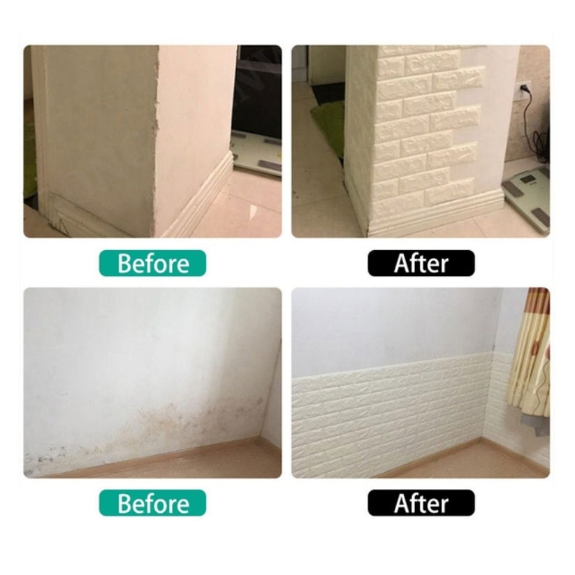 3D Foam Wall Brick Sheets White