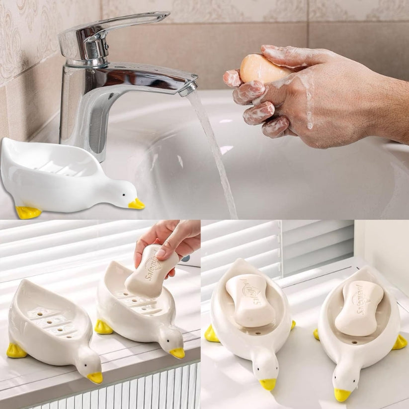 Cute Duck Drain Soap Dish (Pack Of 2)