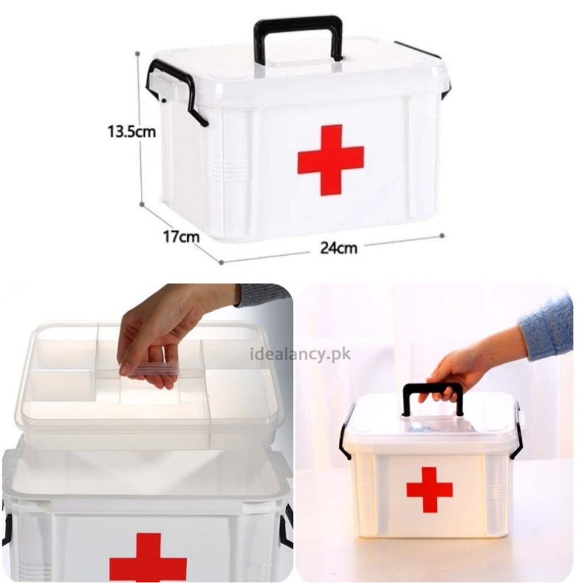 First Aid Medicine Storage Box Two Layers