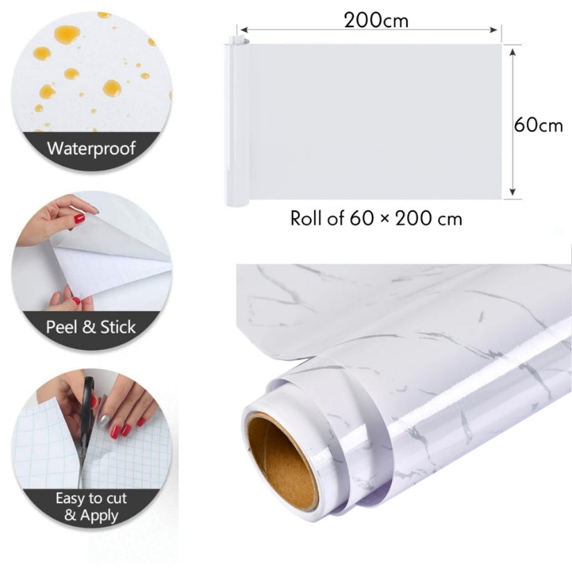 Self Adhesive Marble Sheet (White)