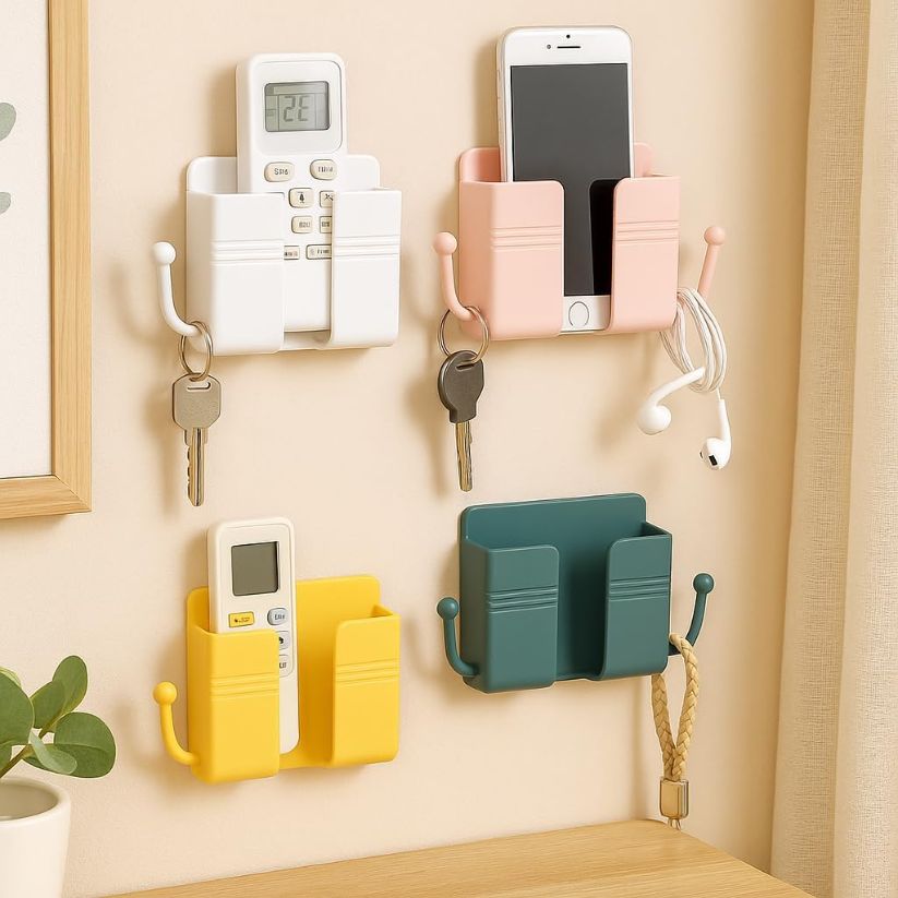 Wall-Mounted Mobile Phone Holder with Hook (Pack Of 3)