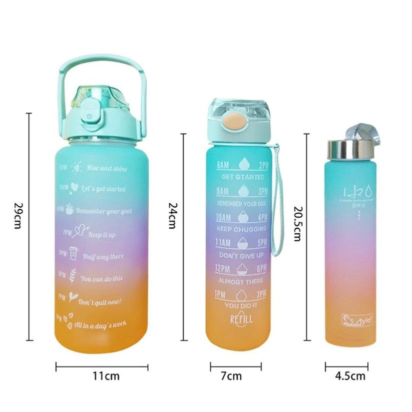 Motivational Sports Water Bottle Set of 3