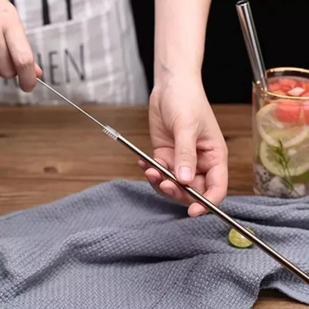 4 Pcs Steel Straw Set With Brush