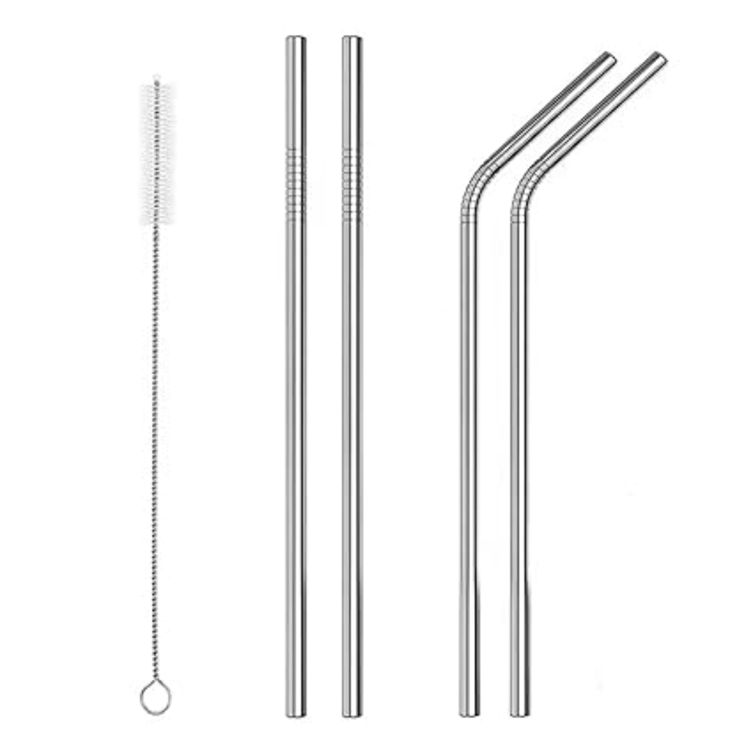 4 Pcs Steel Straw Set With Brush