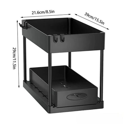 2-Tier Sliding Drawers Storage Rack