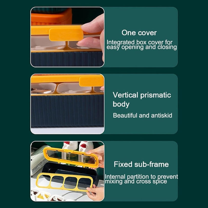 4 Grids Seasoning Storage Box With Spoon