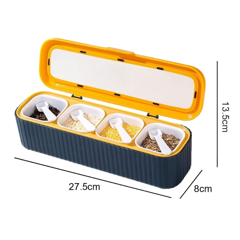 4 Grids Seasoning Storage Box With Spoon