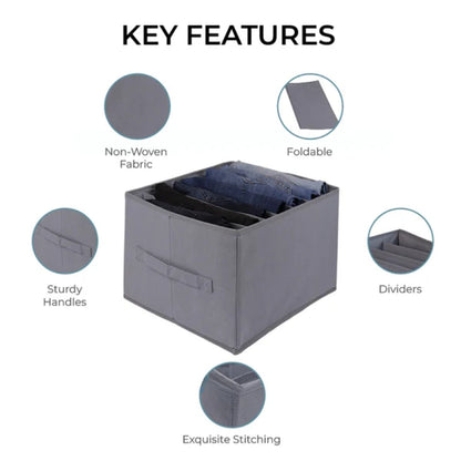 6 Compartments Non-Woven Clothes Organizer (Pack Of 3)