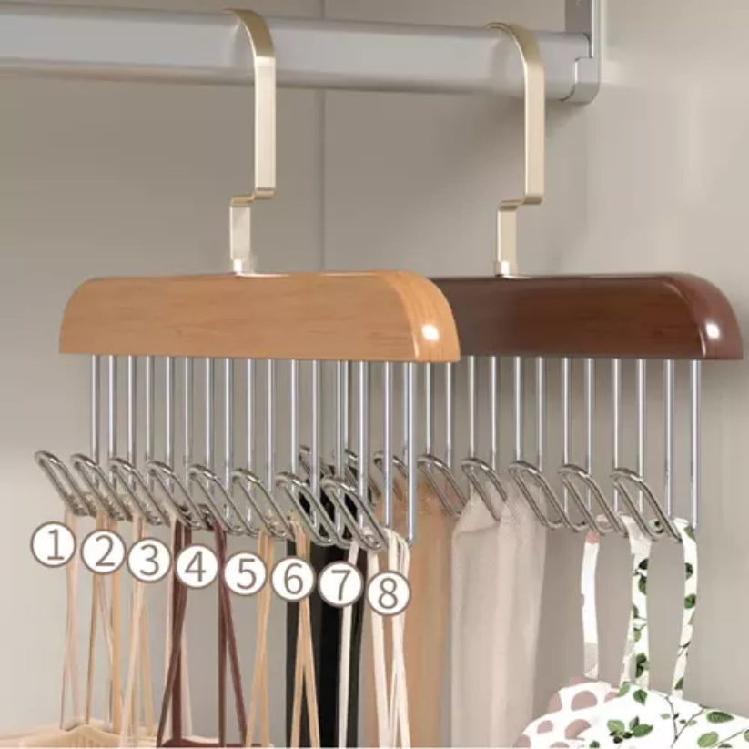 8 Hooks Wooden Sling Hanger (Pack Of 2)