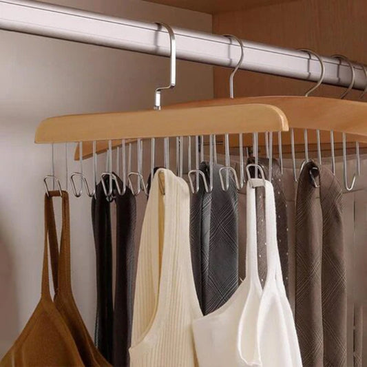 8 Hooks Wooden Sling Hanger (Pack Of 2)