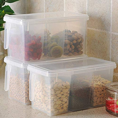 3 Section Fridge Storage Box With Lid