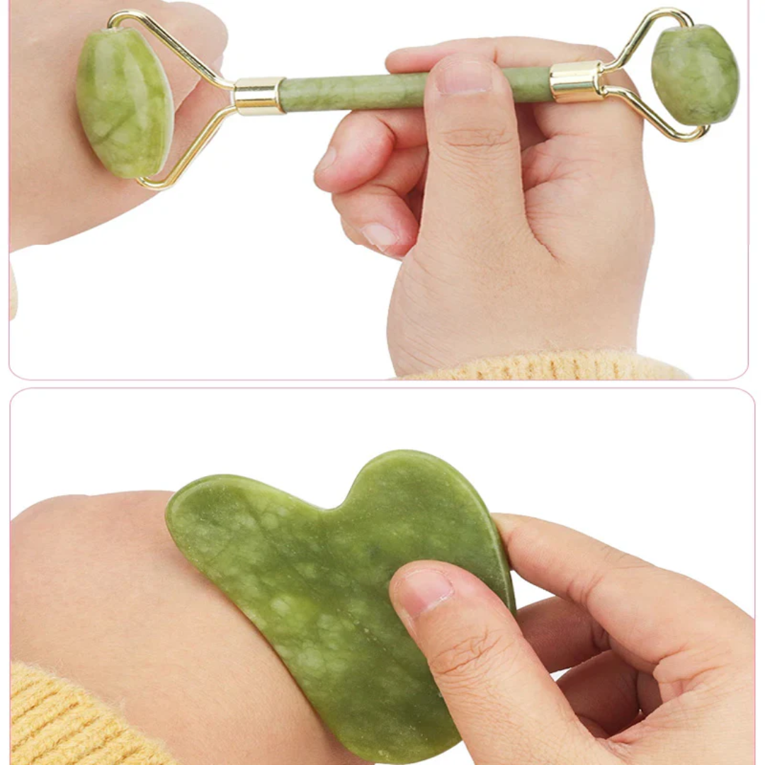 2 In 1 Facial Beauty Jade Roller And Guasha