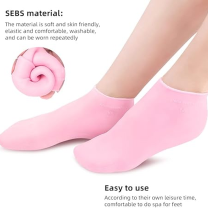 Silicone Gel Socks for Moisturize Dry Cracked Foot Skin.