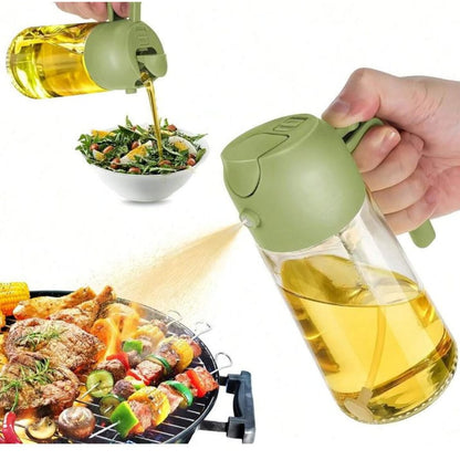 2 in 1 Glass Oil Sprayer & Dispenser, Food-grade Oil Spray Bottle with Handle 470 ml