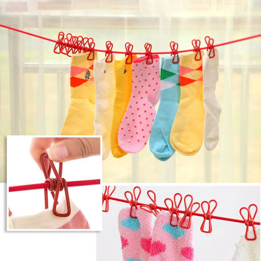 Stretchable Clothes Drying Rope With 12 Clips